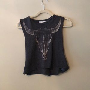 Gray Longhorn Crop Top